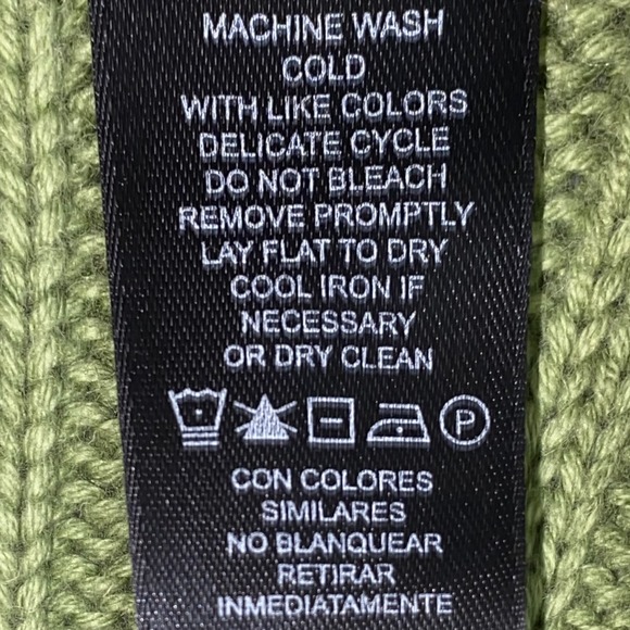 DKNY Jeans Full Front Zip Knit Sweater Women's XL Green Cotton Turtleneck Logo - Picture 5 of 7